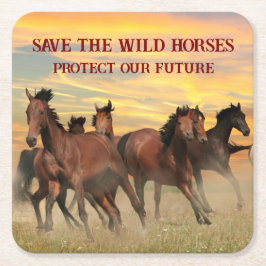 Spara Vild Hästar Underlägg Papper Kvadrat