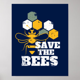 Spara Vintagen Bees Retro Honungsbiodling Poster
