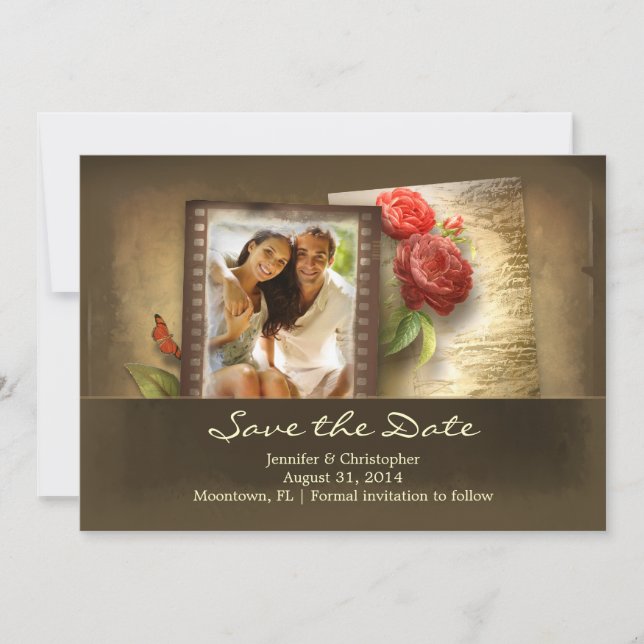 spara vintagens fotorusinbjudningar datumet (Framsida)