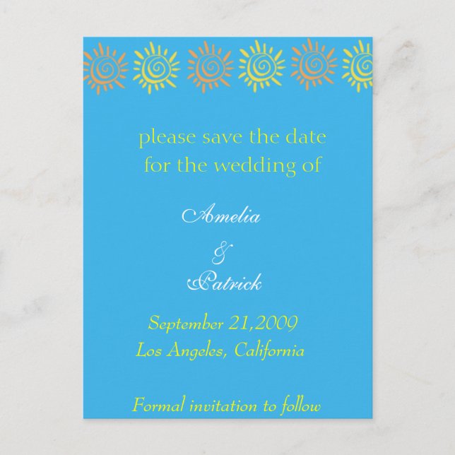 Spara vykort för datum - sommar Sol (Framsida)