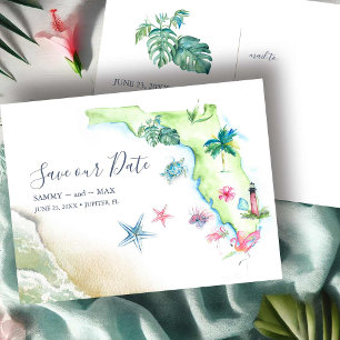 Spara vykortet Date Destinationslasbröllop Florida Vykort