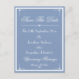 Spara vykortet Dusty Blue Announcement för datum Inbjudan Vykort