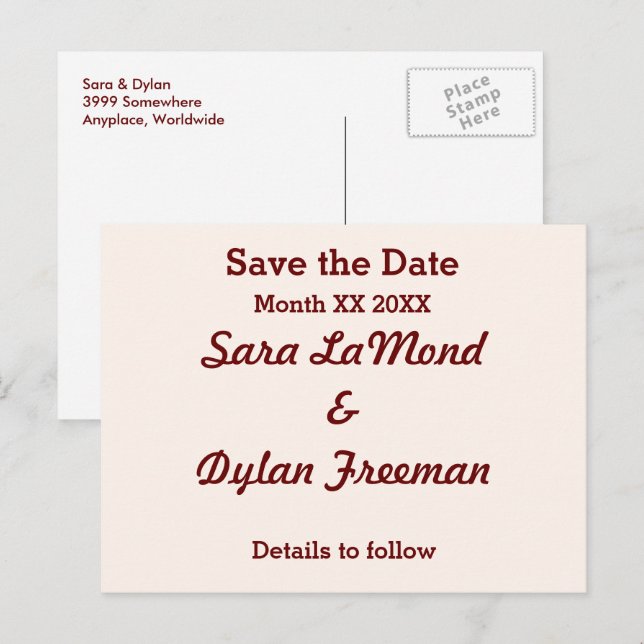 Spara vykortet för datum och personlig meddelande vykort (Fram/baksida)