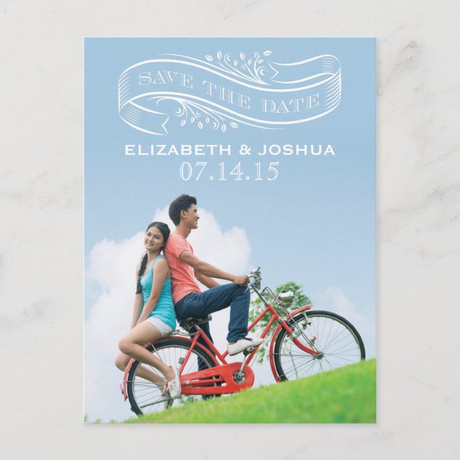 Spara vykortet för datumbanderoll meddelande vykort (Framsida)