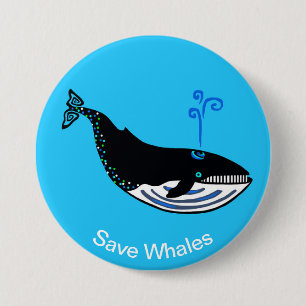 Spara WHALES-Animal Lover-Wildlife - Blue-Button Knapp