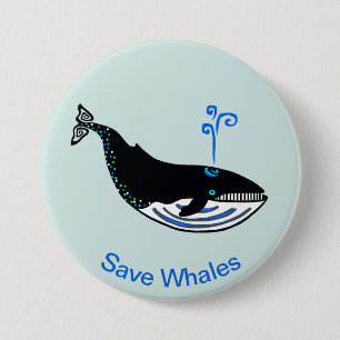 Spara WHALES- Endangången animalisk grafik - Knapp