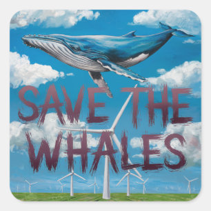 Spara Whales Energy Kvarn Fyrkantigt Klistermärke