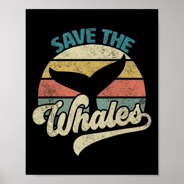 Spara Whales Retro Poster (Framsidan)