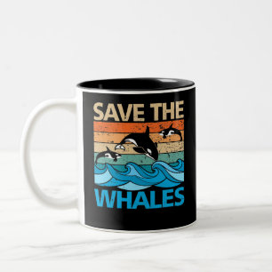 Spara Whales Retro Vintage Orca Whale Två-Tonad Mugg