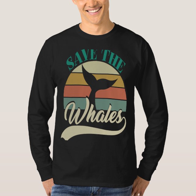 Spara Whales Retro-Vintagen T Shirt (Framsida)