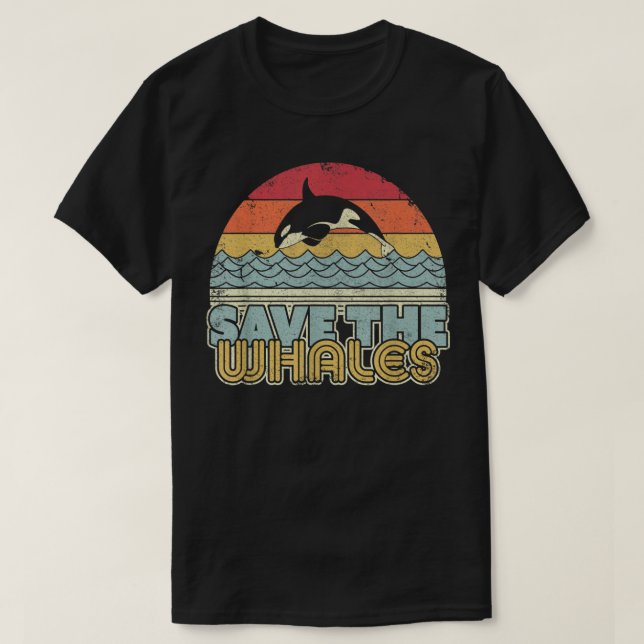 Spara Whales Shirt Retro Stil Orca, Killer Wha T (Design framsida)