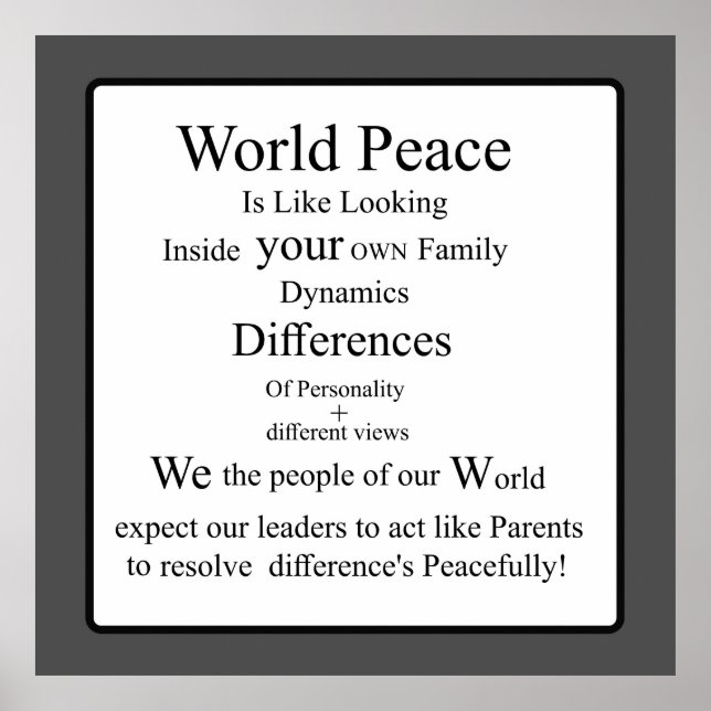 Spara World Peace by Tittar at Family Dynamics Poster (Framsidan)