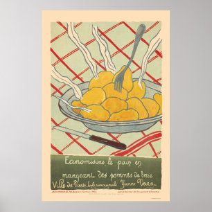 Sparabröd, genom att äta potatisar - fransk poster