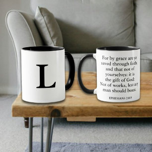 Sparad av Grace Bible Verse Christian Monogram Mugg