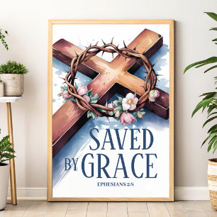 Sparad av Grace Christian Wall Art-utskrift Poster