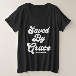 Sparad av Grace Ephesian 2:8-9 Basic Mörk T-Shirt