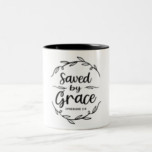 Sparad av Grace Ephesian 2:8 Christian Quote Två-Tonad Mugg
