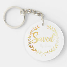 Sparad av Grace Keychain - Gift för Faithful Pappa