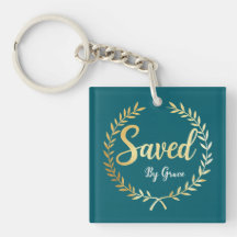 Sparad av Grace Keychain - Gift för Faithful Pappa