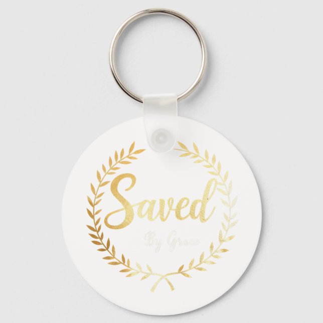 Sparad av Grace Keychain - Gift för Faithful Pappa Nyckelring (Framsida)