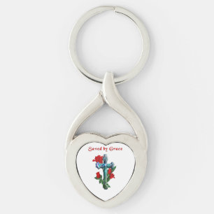Sparad av Grace Twisted Heart Silverfärgad Nyckelring