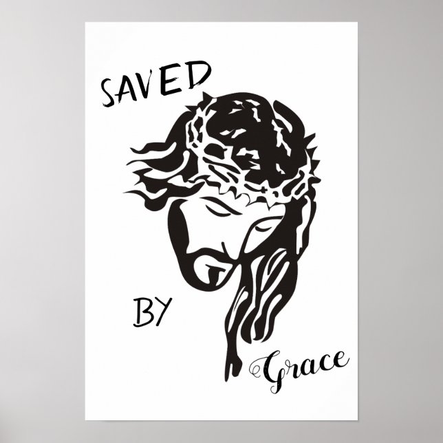 Sparad av Guds Grace, Jesus SVG Poster (Framsidan)