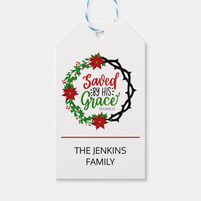 Sparad av Hans Grace-julandedräkt Presentetikett (Framsidan)