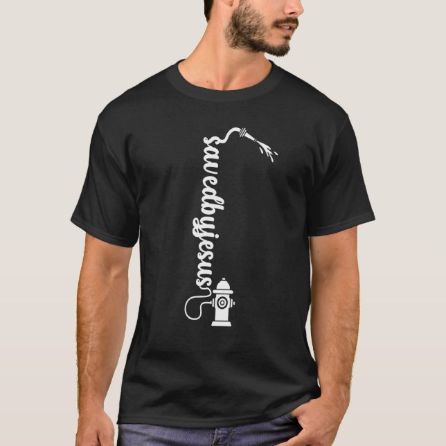 Sparad av Jesus Firefighter Fireman Firefighter Fi T Shirt (Framsida)