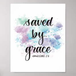Sparad av nåd | Vattenfärgsbakgrund Poster