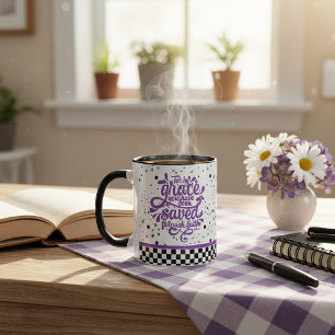 Sparad genom nåd lila glitterkaffe kopp