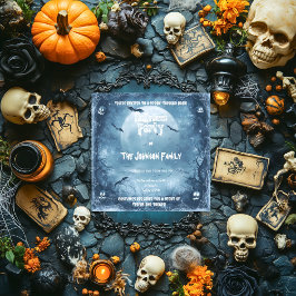 Sparad Halloweenfest Under Fullmåne - Pumpa & Flad Inbjudningar