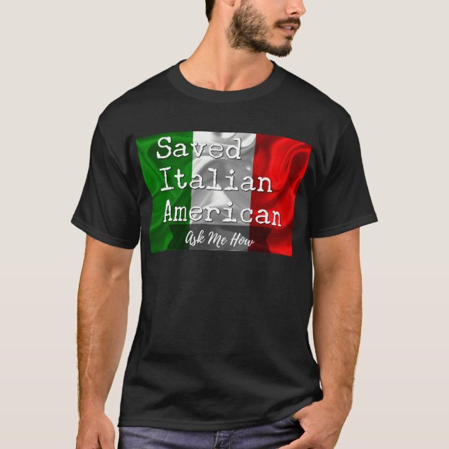 Sparad italiensk amerikan i svart & vit t shirt (Framsida)
