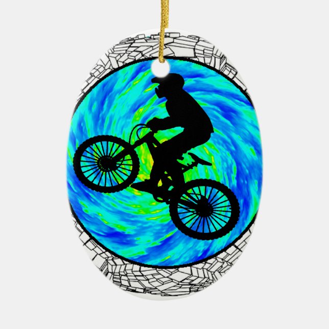 SPÅRAD MOUNTAINBIKE JULGRANSPRYDNAD KERAMIK (Framsidan)