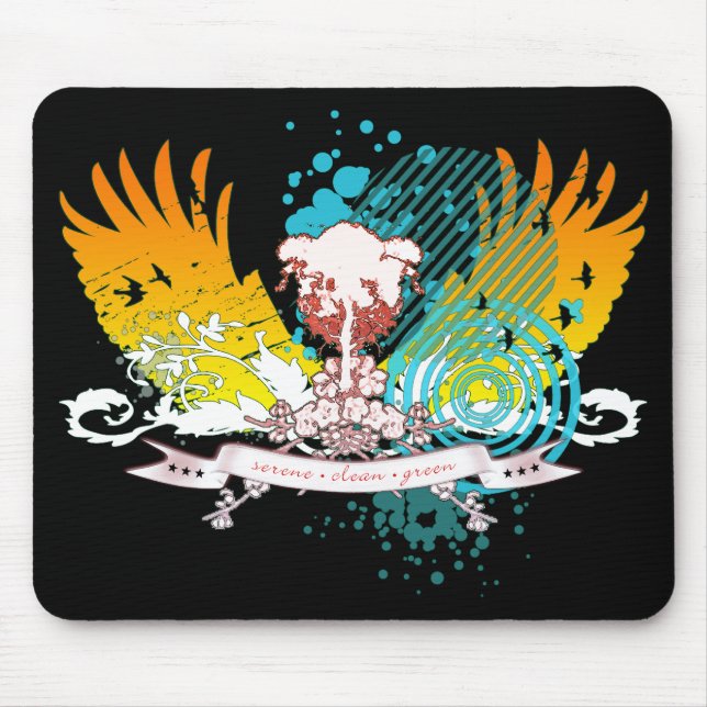 Spårad träd. serene - ren - grönt. musmatta (Framsidan)