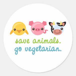 Sparadjur går vegetarian runt klistermärke