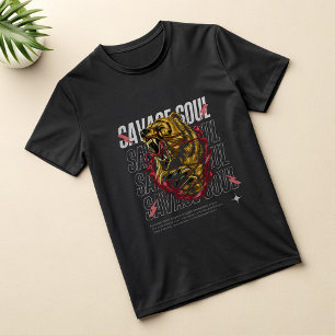 Sparage Soul Bear Head Alpha Graphic T-Shirt - fet