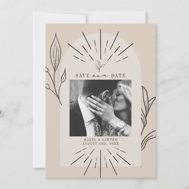 Sparan Foto på teckningsskript för linjekonst Spara Datumet (Framsida)