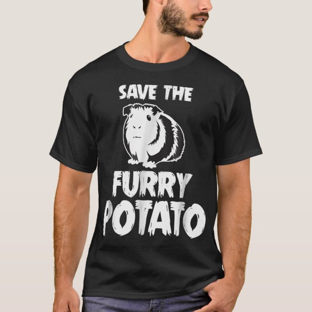 Sparan kring Bergsguinea Gris Håriget Potato Tshir T Shirt (Framsida)