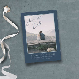 Sparan Modern Navy Blue Photo - vårt datum Spara Datumet