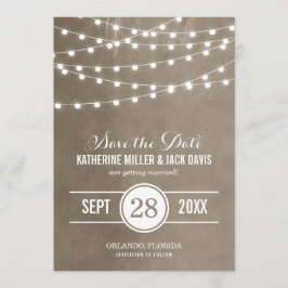 Sparannons för 'Taupe String Lights Save the Date' Spara Datumet