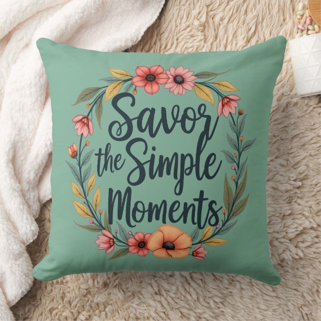 Sparar Blommigten Simple Moments Boho-citat Kudde (Filt)