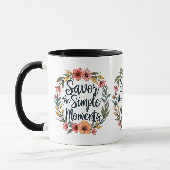 Sparar Blommigten Simple Moments Boho-citat Mugg (Vänster)
