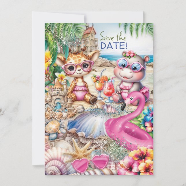 Sparar datum för Beach Baby Shower Inbjudningar (Framsida)