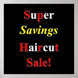 Sparar Haircut Sale Poster projektionsyta