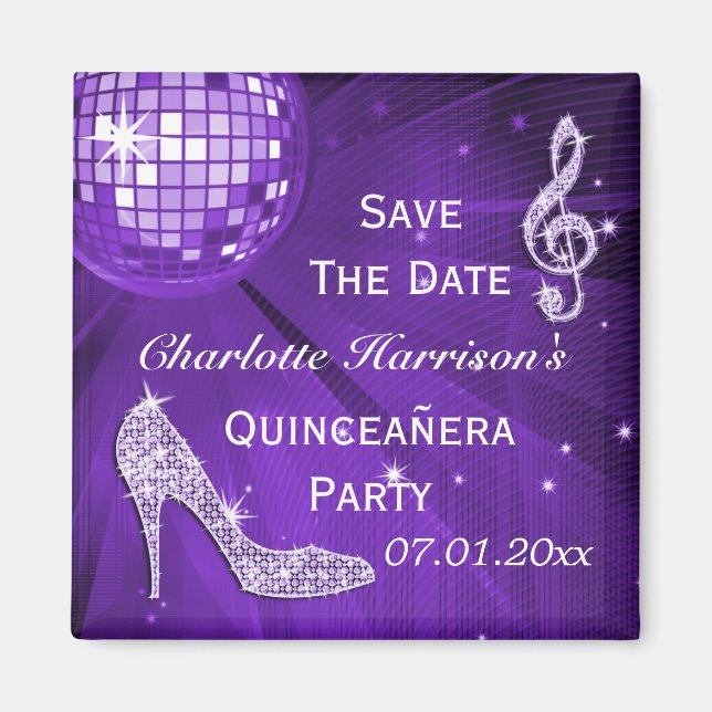 Sparar sparsamt Stiletto Heel Quinceañera datum Magnet (Framsidan)