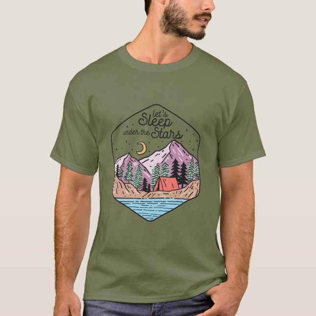 Sparar under Stars Camper Camping T Shirt (Framsida)