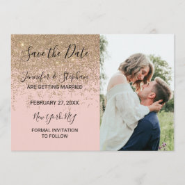 Sparat datumet för  Rosa i guld Glitter Inbjudningar