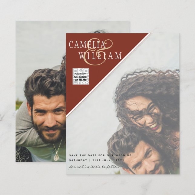 SPARBUDGET FOTO Spara datum QR-KOD RSVP Kanel (Fram/baksida)