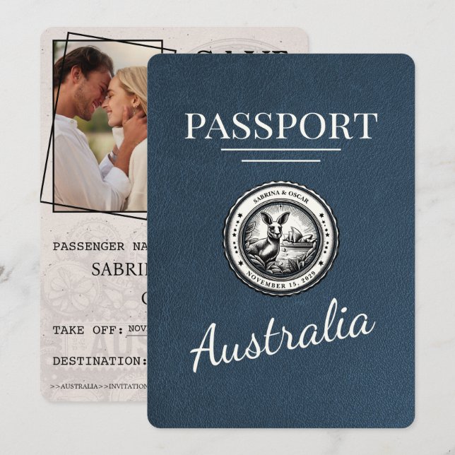 Spardatum för pass för marint blått Australien Spara Datumet (Fram/baksida)