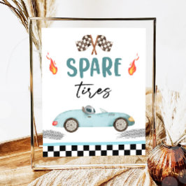 Spare Däck Blue Tävling Car Two Fast Boy Birthday Poster